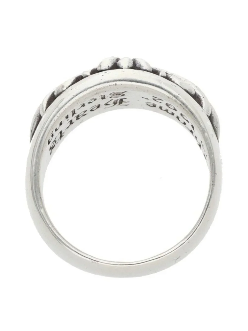 Chrome Hearts Flrl P Dmnd Floral Cross Pave Diamond Silver Ring